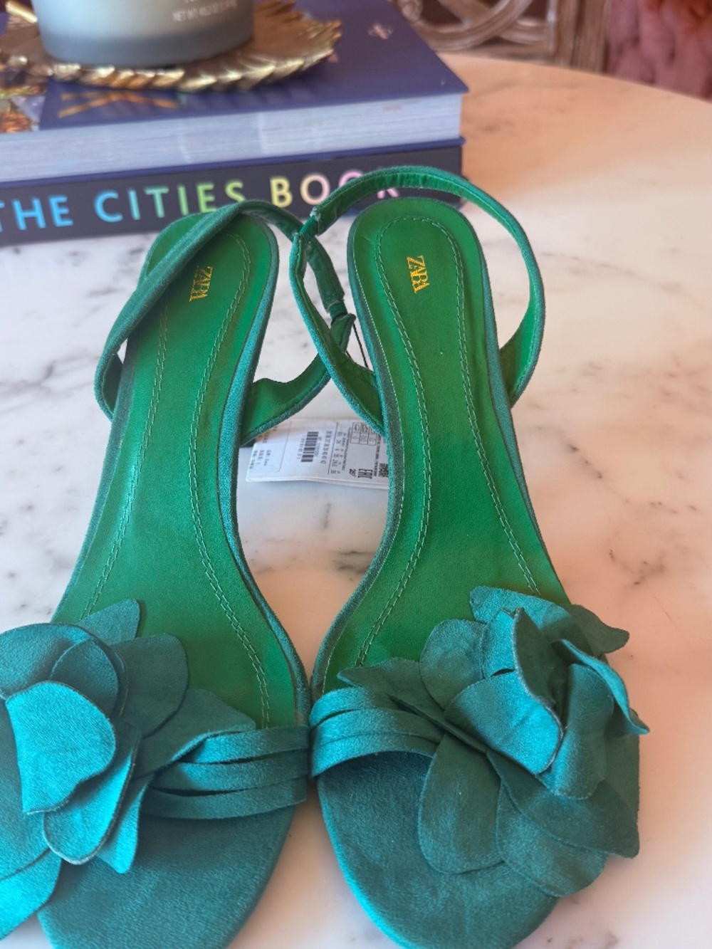 Green sandals from Zara